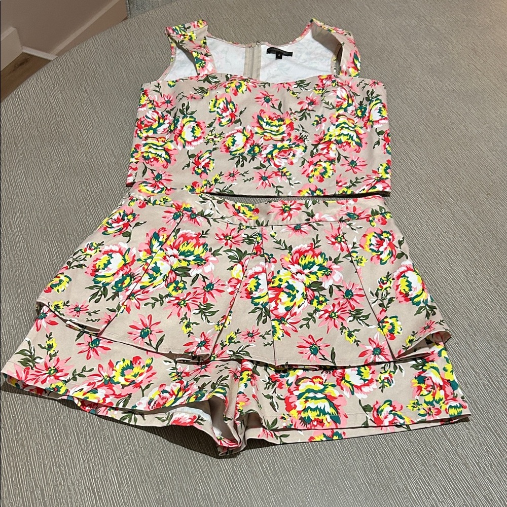 Floral Sleeveless Two Piece Jumpsuit